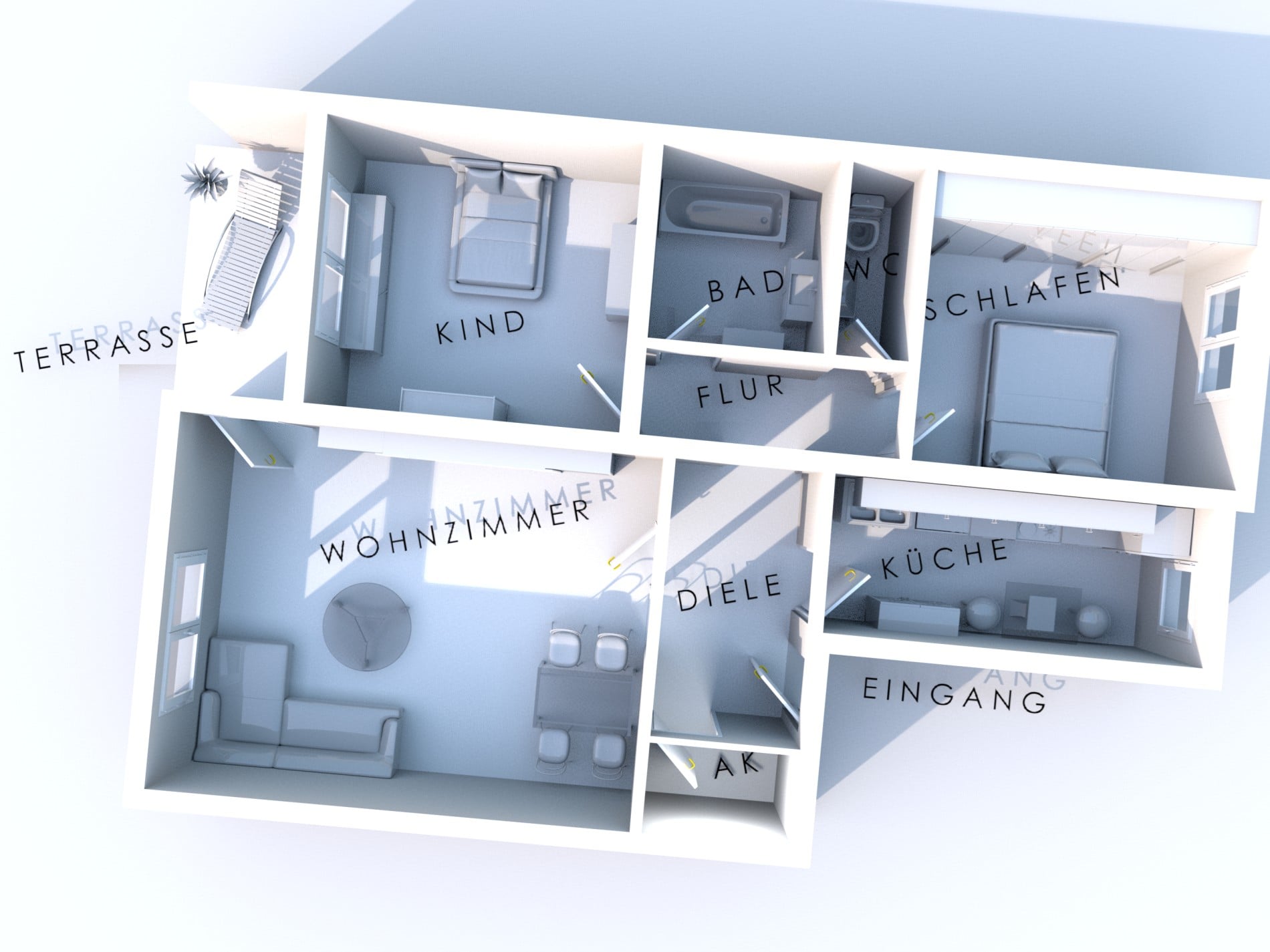 Kapitalanlage mit Perspektive: EG-Wohnung mit Südterrasse und TG-Stellplatz